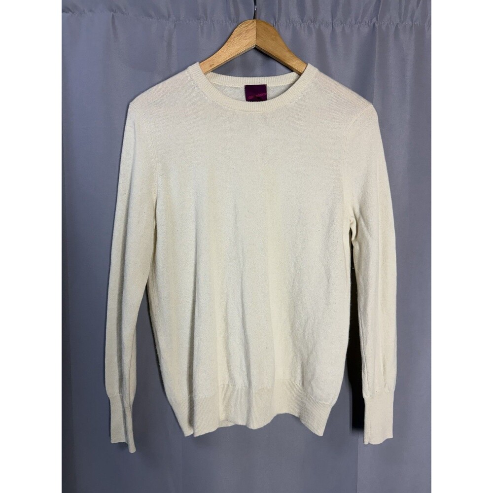 State Cashmere Sweater Womens Large Cream Crew Pullover Soft Lightweight 100%